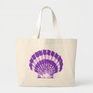 Seashell - violet and white large tote bag