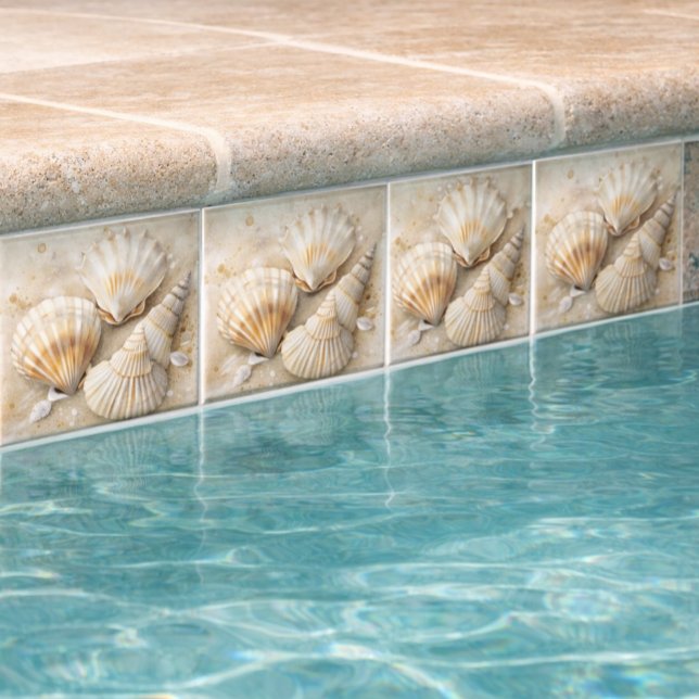 Seashell Watercolor Coastal  Ceramic Tile (Creator Uploaded)