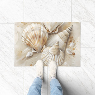 Seashell Watercolor Coastal  Doormat