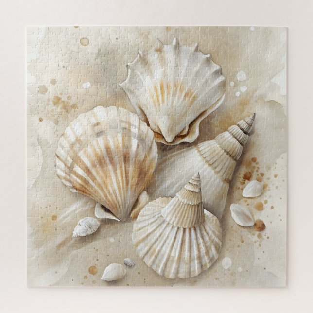 Seashell Watercolor Coastal  Jigsaw Puzzle (Vertical)