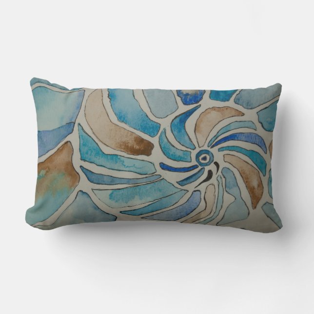 Seashell watercolor  lumbar cushion (Front)