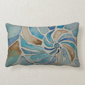 Seashell watercolor lumbar cushion