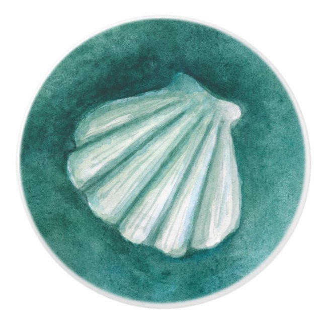 Seashell watercolor painting door knob (Front)