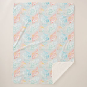 Seashell Watercolor Sherpa Blanket