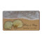 Seashell wedding labels with beach and sand
