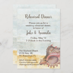Seashell Wedding Rehearsal Dinner Invitation