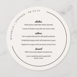 Seashell White Charcoal Curved Names Round Menu