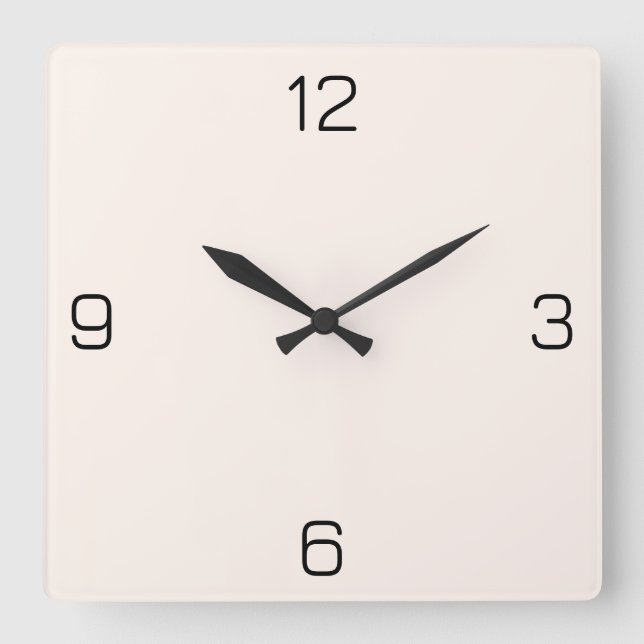 Seashell White FFF5EE - Option to Add Name Square Wall Clock (Front)