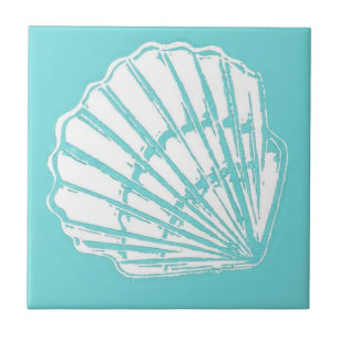Seashell with Turquoise Ceramic Tile