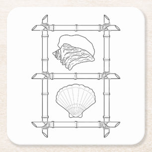 Seashells Adult Colouring Paper Coaster