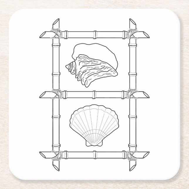 Seashells Adult Colouring Paper Coaster (Front)