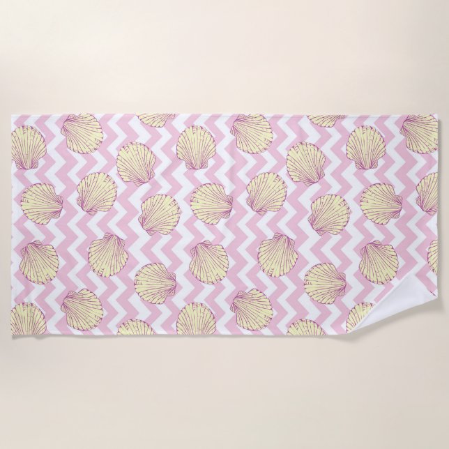Seashells and Chevron  Beach Towel (Front)