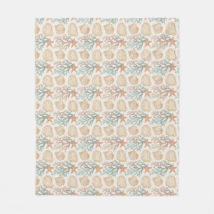 Seashells and Coral Fleece Blanket