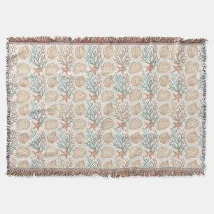 Seashells and Coral Throw Blanket