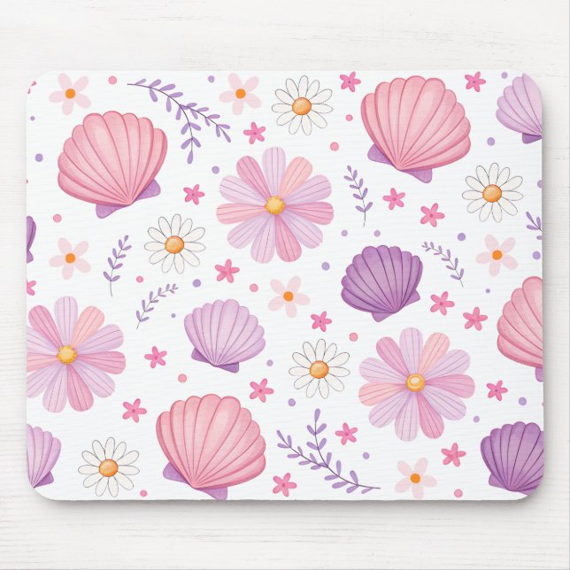 Seashells and Daisies Mouse Pad (Front)