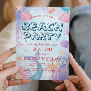 Seashells and Mermaid Beach Party Invitation