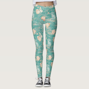 Seashells and Ocean Waves Pattern (10) Leggings