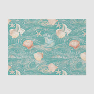 Seashells and Ocean Waves Pattern (10) Tissue Paper