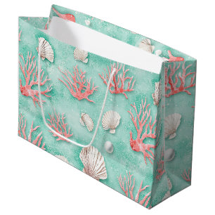 Seashells and Ocean Waves Pattern (12) Large Gift Bag