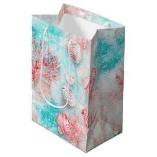 Seashells and Ocean Waves Pattern (14) Medium Gift Bag