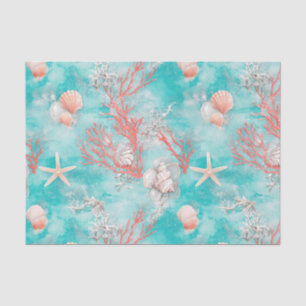 Seashells and Ocean Waves Pattern (15) Tissue Paper