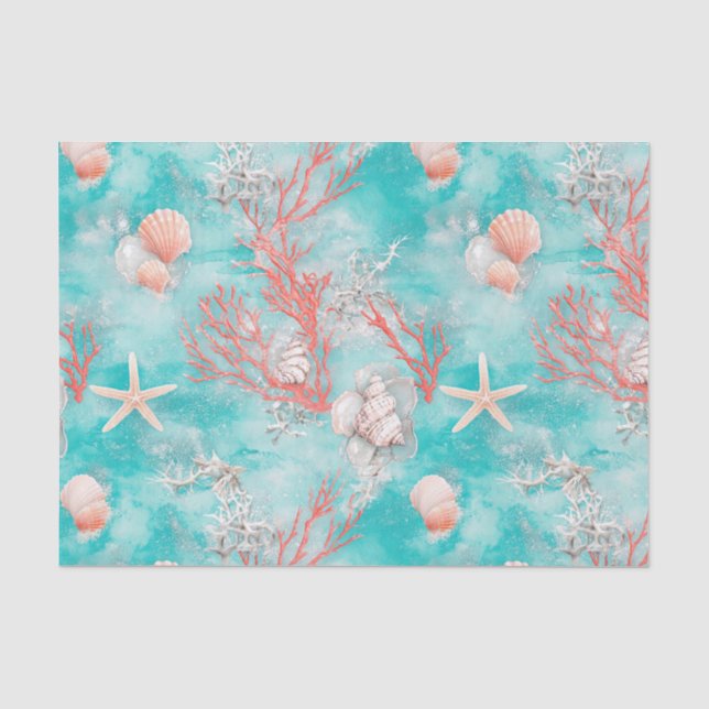 Seashells and Ocean Waves Pattern (15) Tissue Paper (Front)