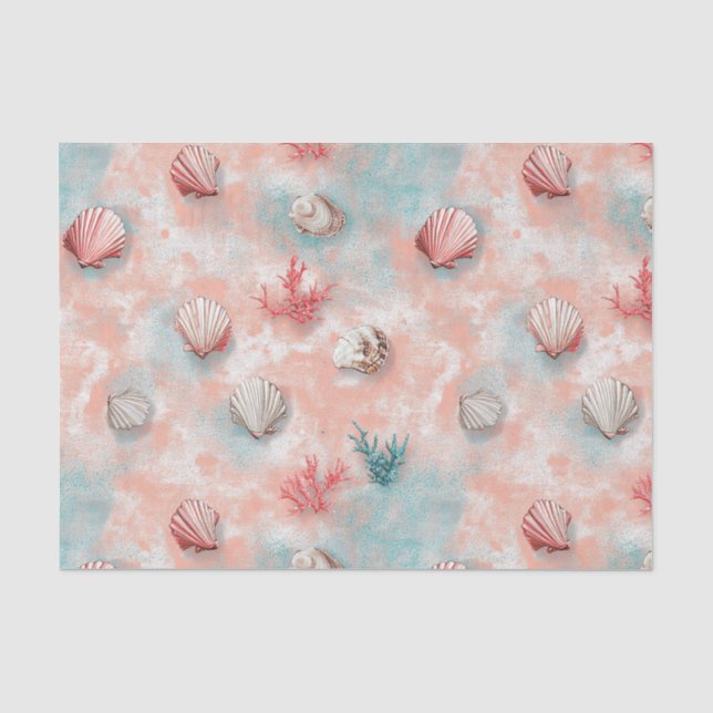 Seashells and Ocean Waves Pattern (16) Tissue Paper (Front)