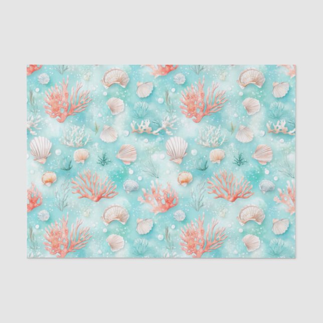 Seashells and Ocean Waves Pattern (2) Tissue Paper (Front)