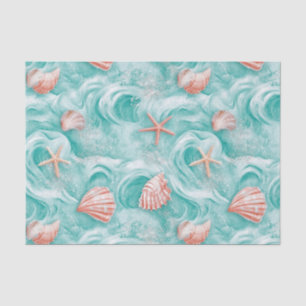 Seashells and Ocean Waves Pattern (5) Tissue Paper