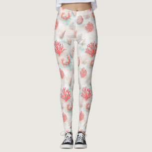 Seashells and Ocean Waves Pattern (7) Leggings