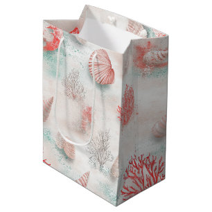 Seashells and Ocean Waves Pattern (7) Medium Gift Bag