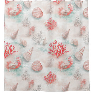 Seashells and Ocean Waves Pattern (7) Shower Curtain