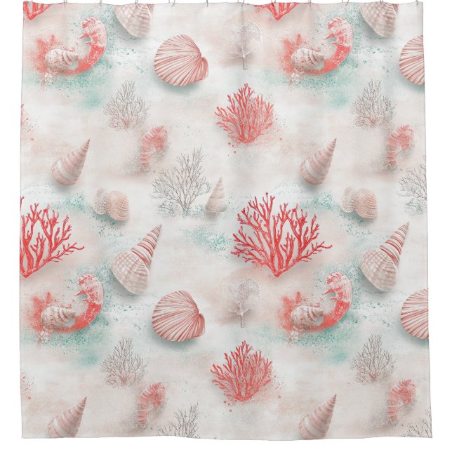 Seashells and Ocean Waves Pattern (7) Shower Curtain (Front)