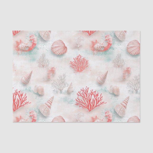 Seashells and Ocean Waves Pattern (7) Tissue Paper (Front)