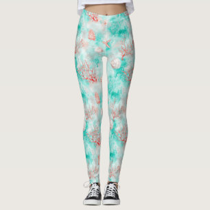 Seashells and Ocean Waves Pattern (9) Leggings