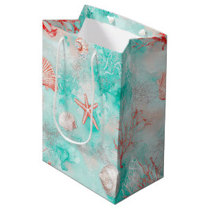 Seashells and Ocean Waves Pattern (9) Medium Gift Bag