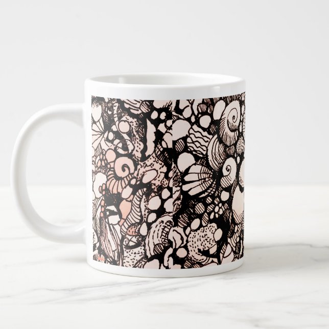 seashells and pebbles bone china mug (Left)