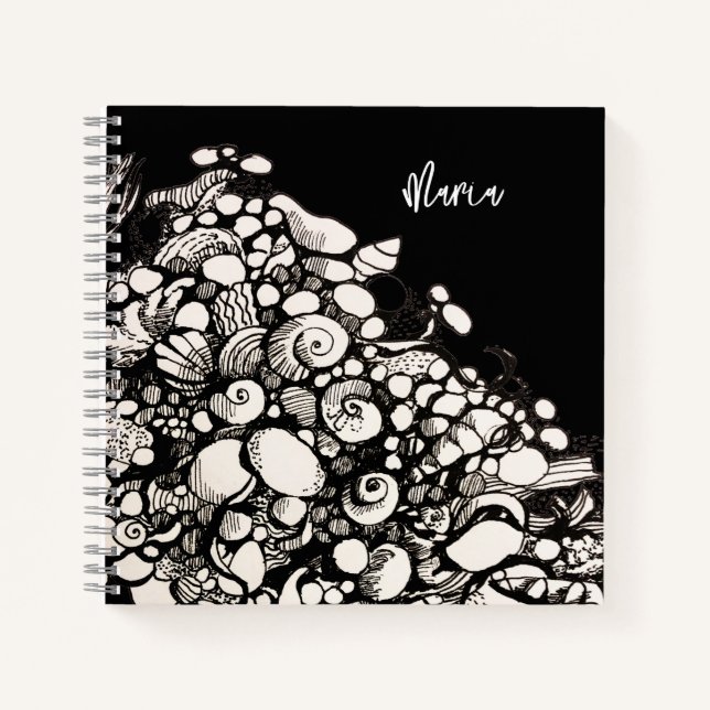 seashells and pebbles drawing Spiral Notebook (Front)
