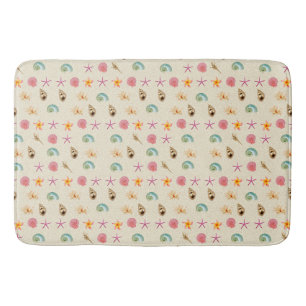 Seashells and Plumeria Bath Mat