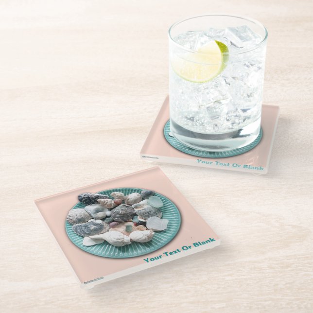 Seashells and Sea Glass Beverage Coaster (Angled)