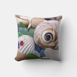 Seashells and sea glass - pillow
