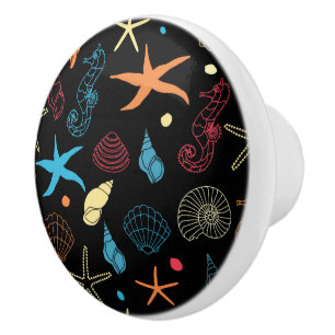 Seashells and Seahorses Ceramic Knob
