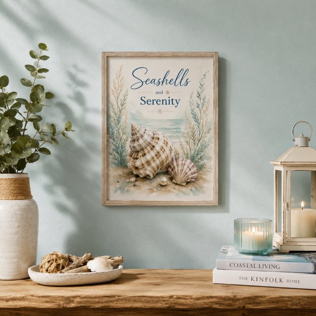 Seashells and Serenity Coastal Small Bathroom Poster (Creator Uploaded)