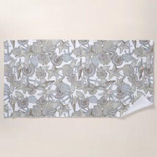 Seashells And Ship Anchor Treasure Hunt Fun Beach Towel