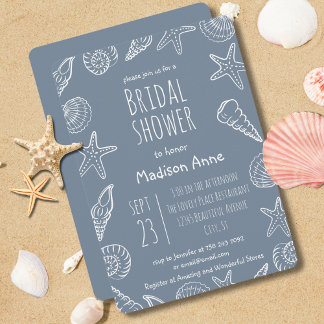 Seashells and Star Fish Coastal Bridal Shower  Invitation