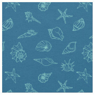 seashells and starfish fabric