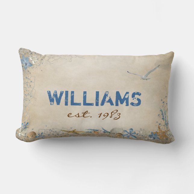 Seashells and Starfish Lumbar Cushion (Front)