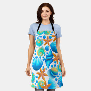 Seashells and Starfish Ocean Pattern  Apron