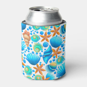 Seashells and Starfish Ocean Pattern Can Cooler