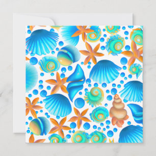Seashells and Starfish Ocean Pattern Holiday Card